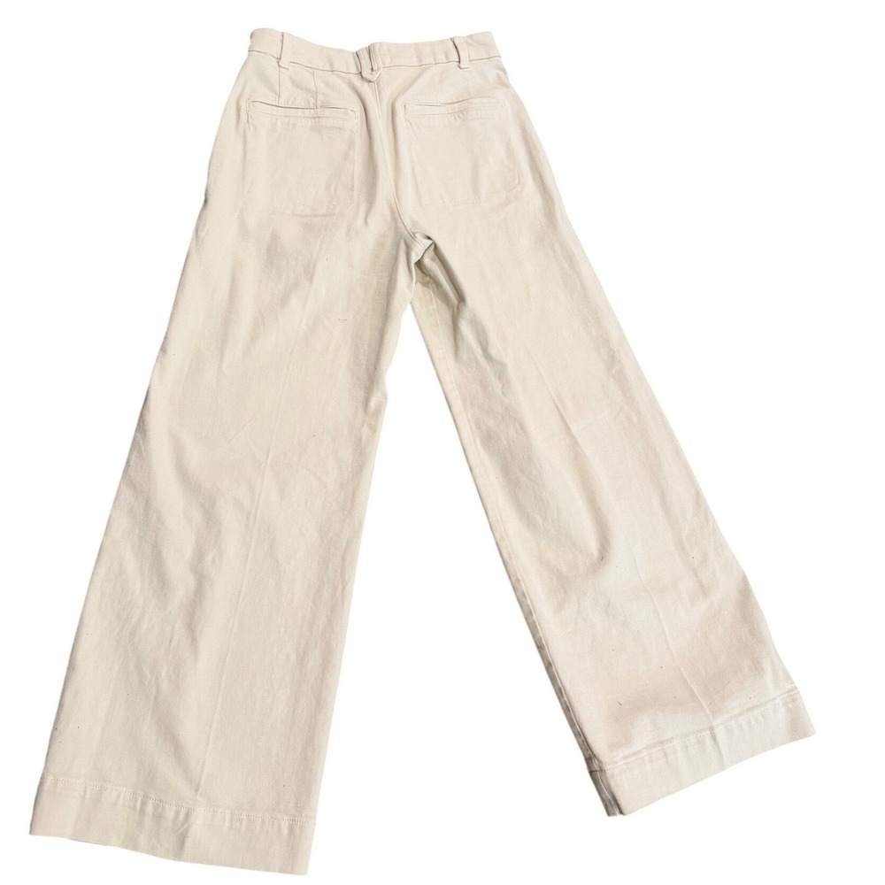 Pilcro Anthropologie Skipper twill  High-Rise Crop Wide Leg Jeans Cream 28 29 - Picture 14 of 16